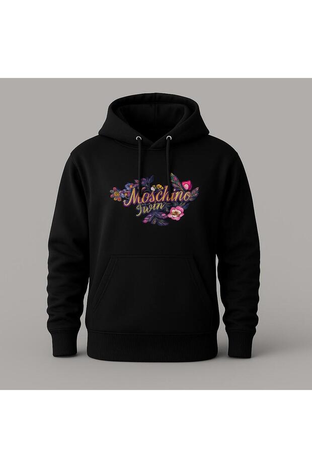Embossed Floral Printed Hooded Sweatshirt – Unisex Casual Fashion