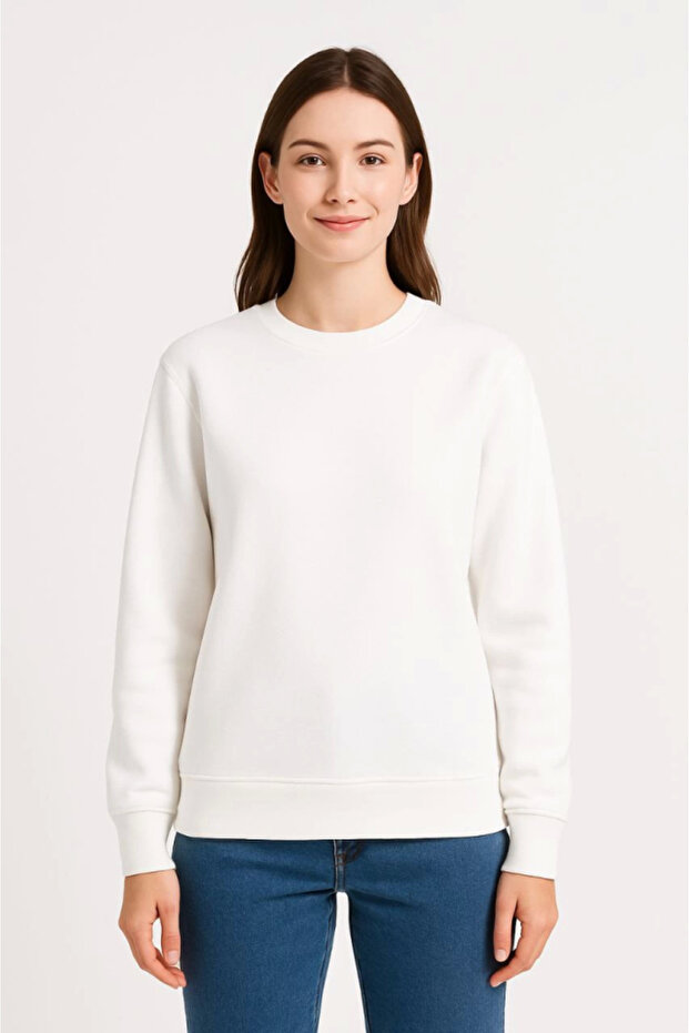 Three thread flat bicycle collar sweatshirt - white - 2