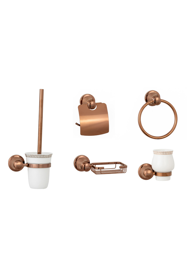 Five-piece bathroom accessory set, rose