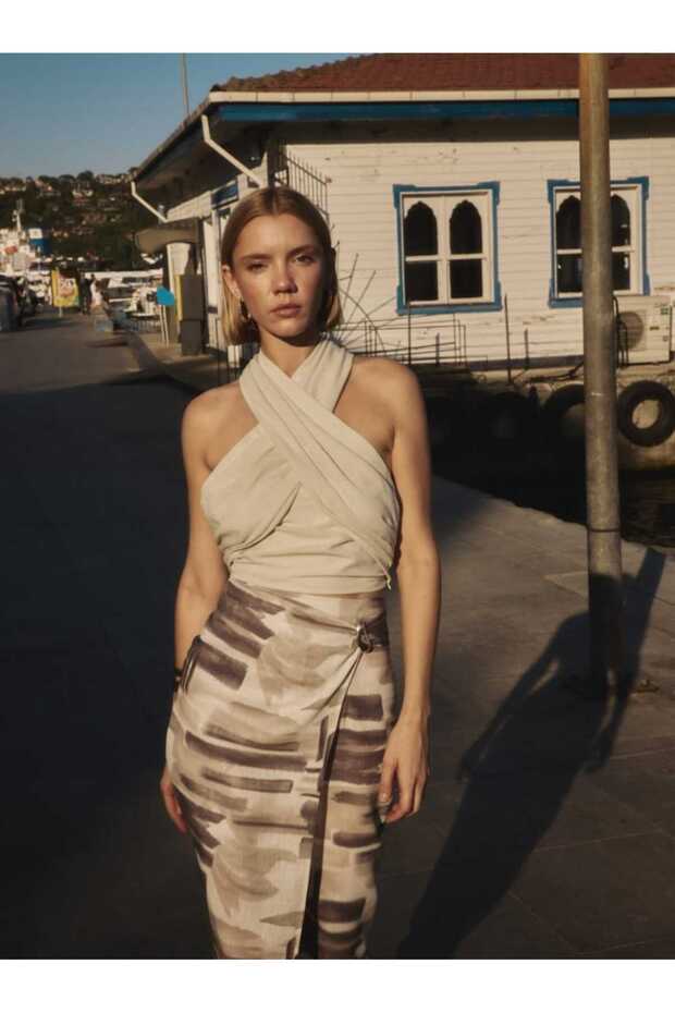 Halter Yaka Crop Bluz - 7