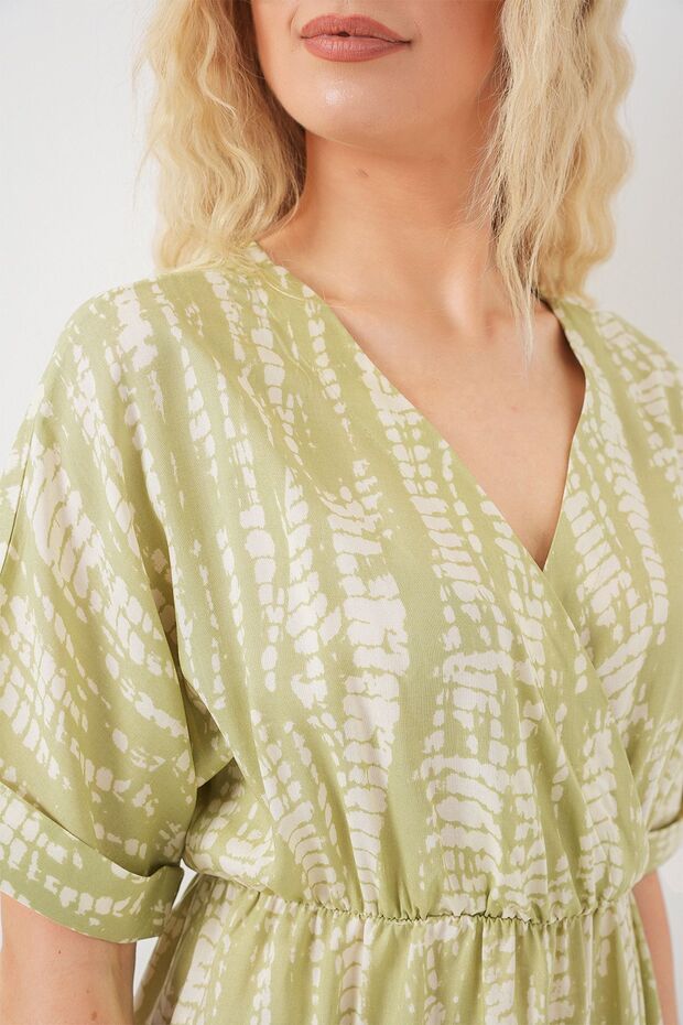 BDART Çekmeli V Yaka Midi Elbise - 5