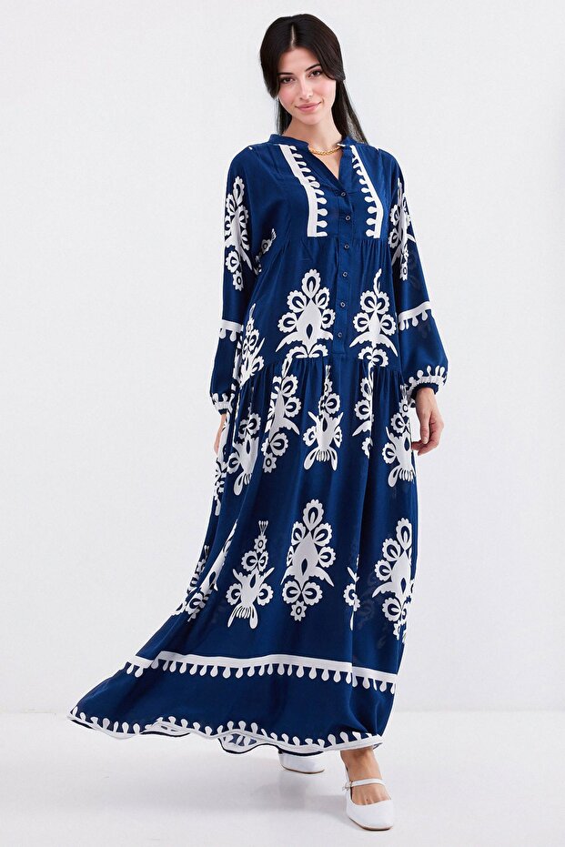 BDART Astarlı V Yaka Maxi Elbise - 3