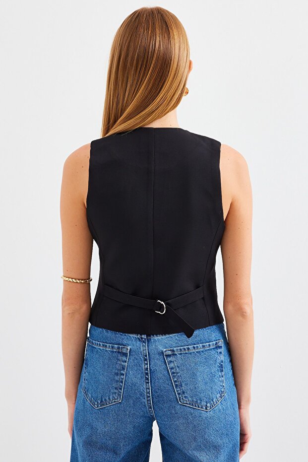 BDART Düğmeli, V-Yakalı, Dar Fitli Örme Yelek - 7