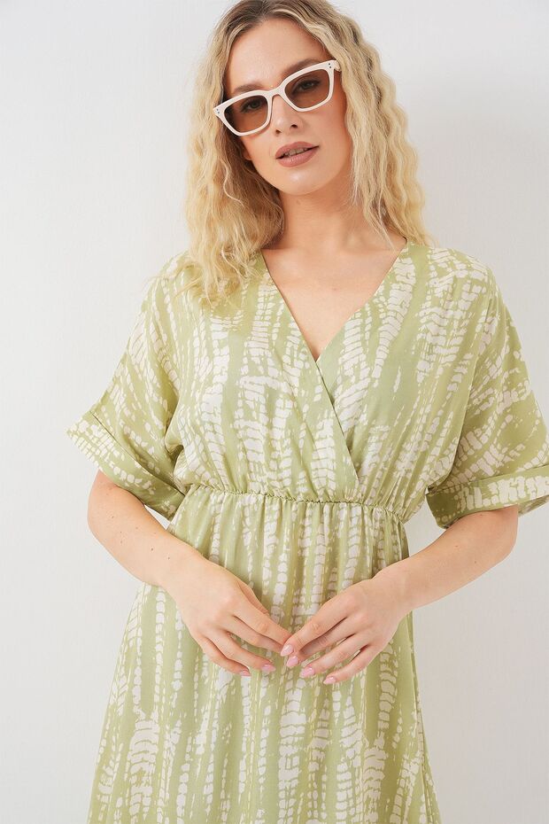 BDART Çekmeli V Yaka Midi Elbise - 4