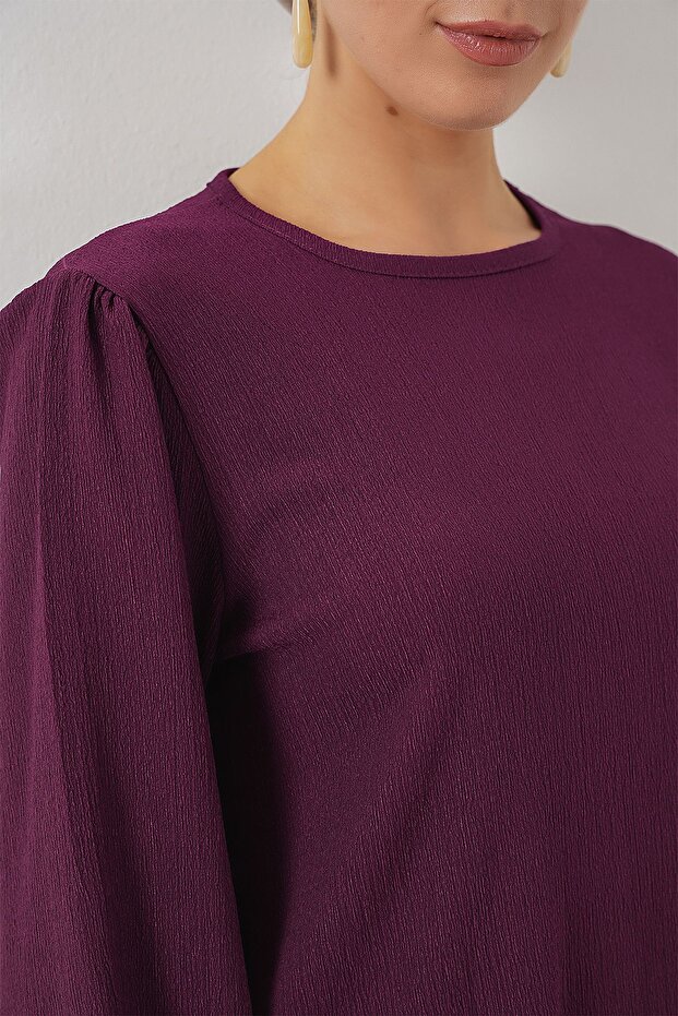 BDART Dokulu Uzun Kollu Tunik ve Geniş Paça Pantolon Seti - 5