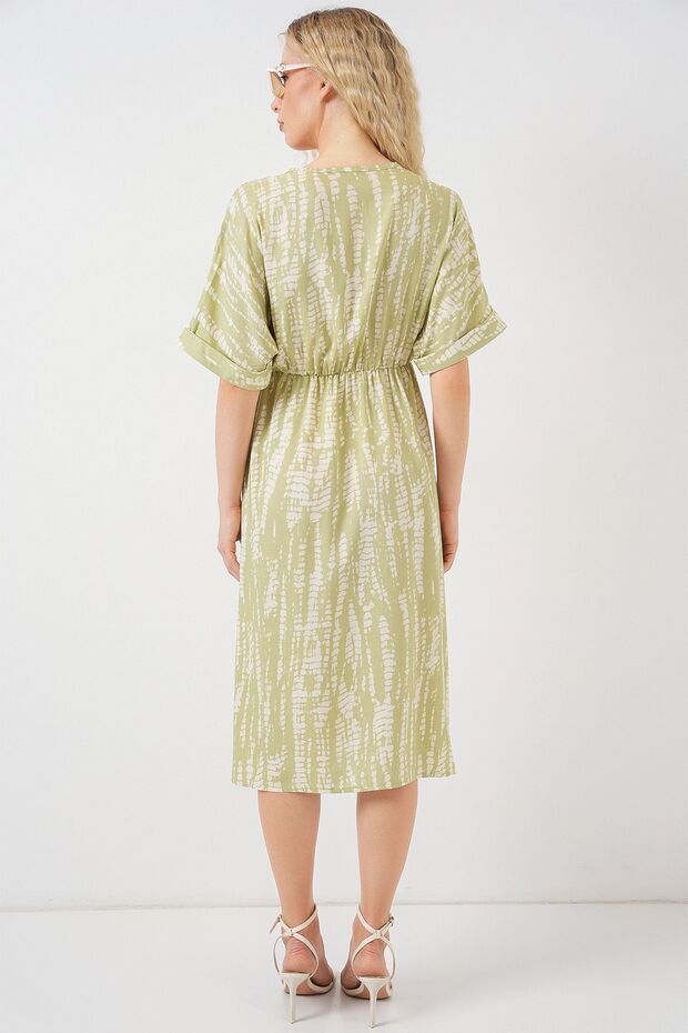 BDART Çekmeli V Yaka Midi Elbise - 6