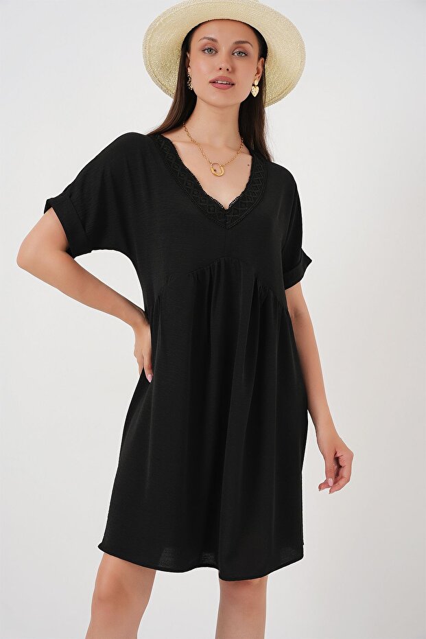 BDART Astarlı V Yaka Mini Elbise - 4