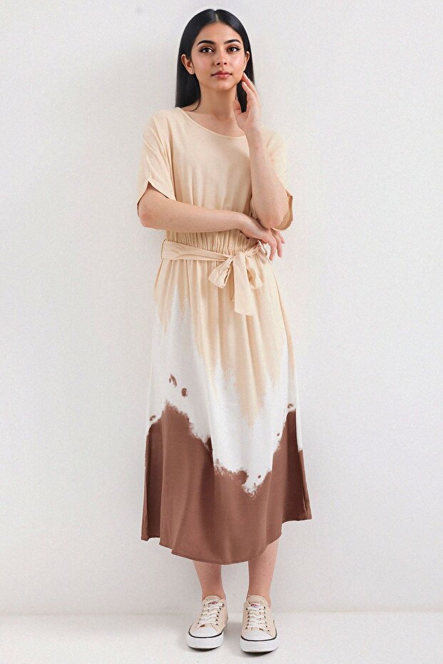 BDART Kemerli Gradient Midi Elbise - 1