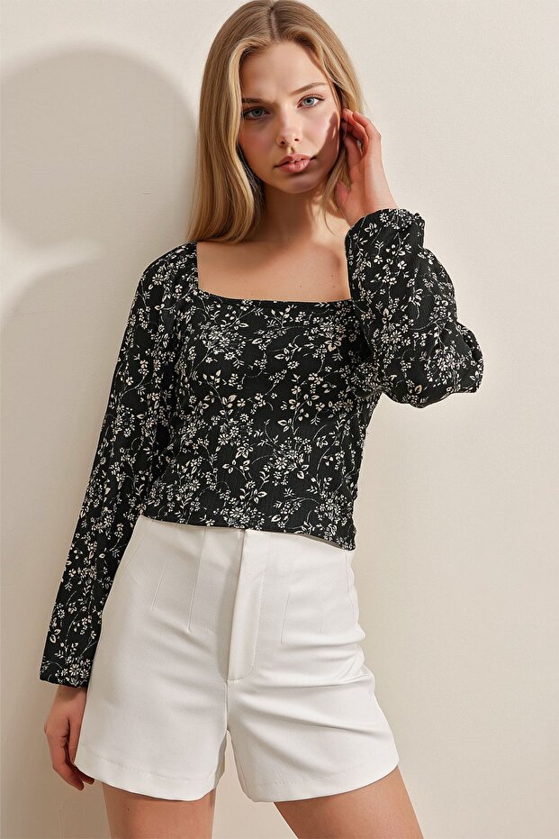 BDART Fırfırlı, Kare Yaka, Fitilli Bluz - 1