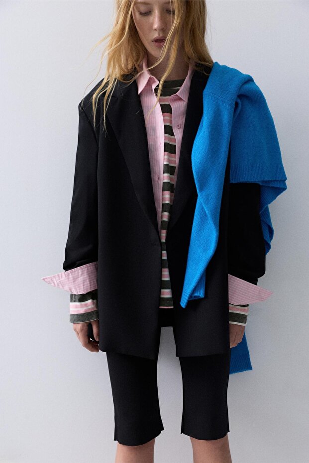 Düğmeli kruvaze blazer - 1