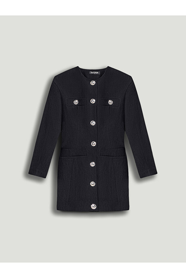 Vatkalı Mini Elbise - 6