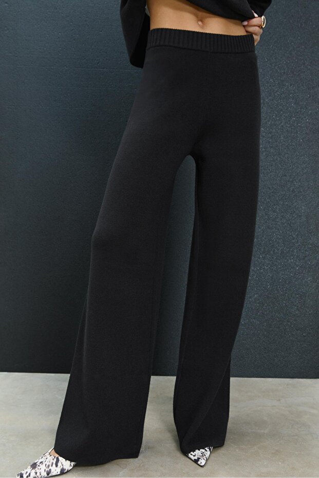 Geniş, Uzun Örme Pantolon - 2