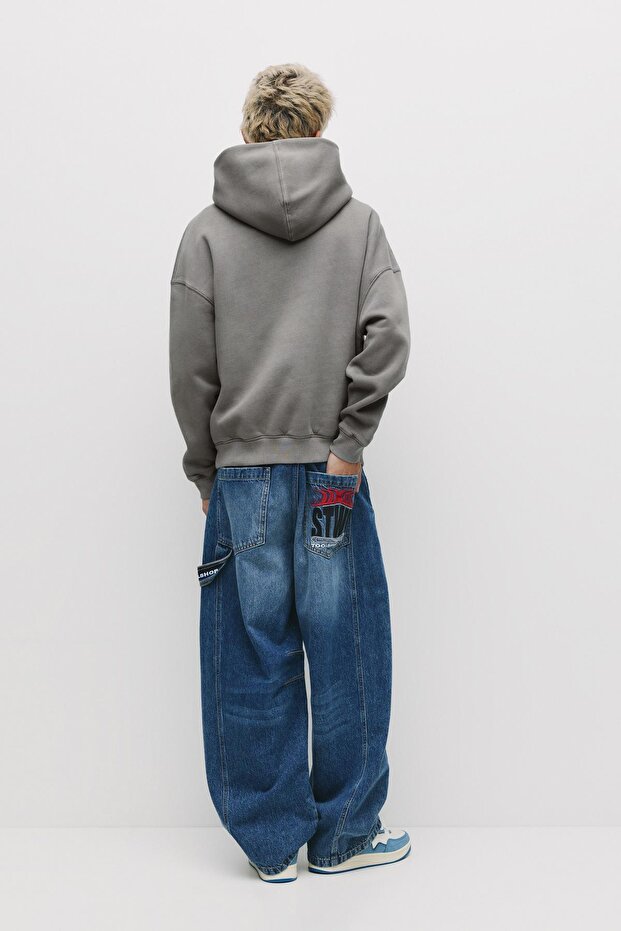 Kapüşonlu bol kesim sweatshirt - 4