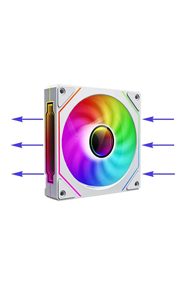 مروحة هيكل الكمبيوتر الأمامية A-RGB WHITE White PRISM 4 PRO Mirror Cycle ARGB 120 مم 4Pin PWM PC Quiet Co