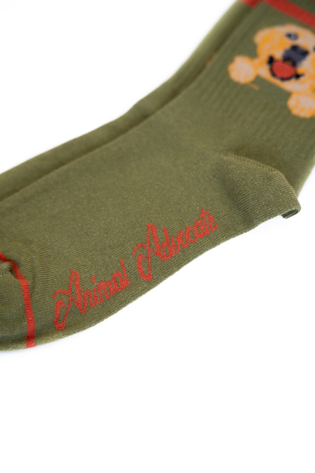 جوارب طويلة منقوشة على شكل كلب - جوارب منقوشة - جوارب طويلة خضراء - 4