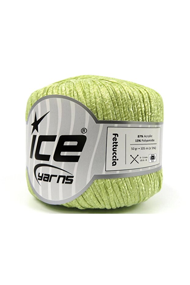 6X50Gr. Fettuccia Acrylic Light Green Stripe, Summer Yarns, Worsted, Acrylic