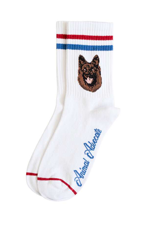 Dog Patterned Long Socks - Patterned Socks - White Long Socks - 2