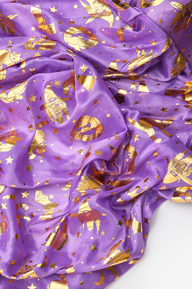 Mor Halloween Temalı Şapka ve Pelerin Set - 4