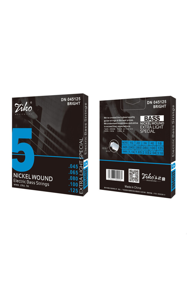5strings DN-045 ZIKO 4 / 5 / 6 Strings Bass Electric Guitar Strings Carbon Steel Hexagonal Alloy Beg