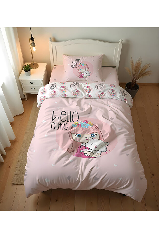 Girl Patterned 2-Piece Set Without Sheets Printed Single Duvet Cover Set 160X220 cm