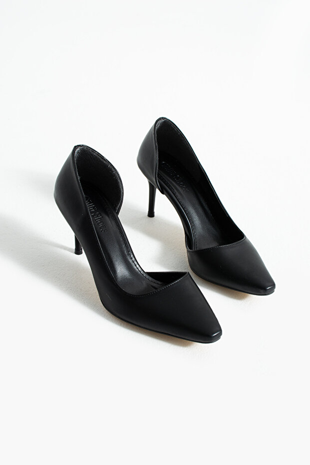 Mat Siyah Vegan Deri Stiletto – 7 cm İnce Topuklu Rahat Günlük Ofis Ayakkabısı - 6