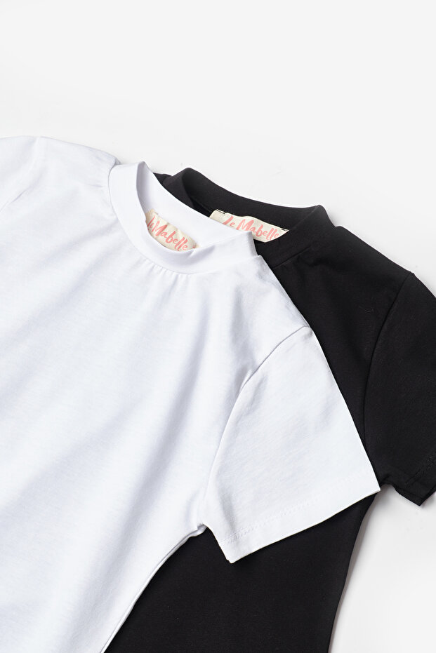 Pachet de bumbac moale tricouri alb-negru basic - 4