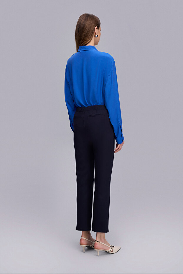 Önü Dikişli Lacivert Örme Pantolon - 6