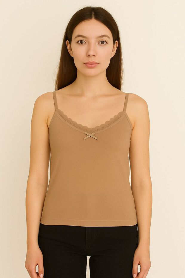 Women's Lace Strap Nude Tank Top