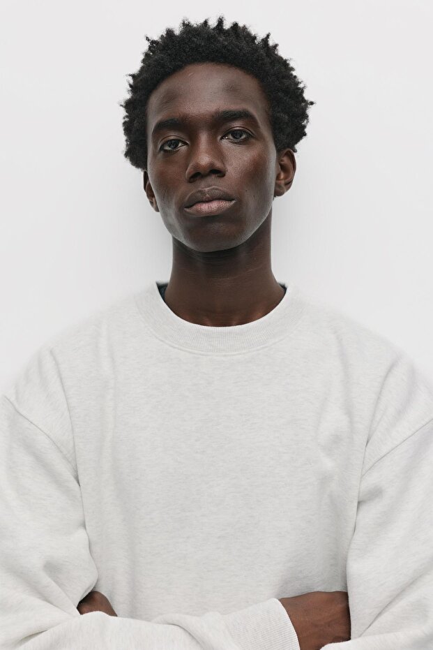 Basic bisiklet yaka sweatshirt - 5