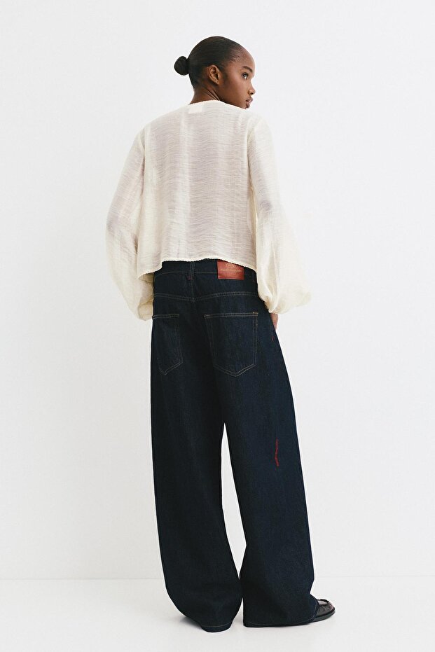 Dantelli bağcıklı bluz - 5