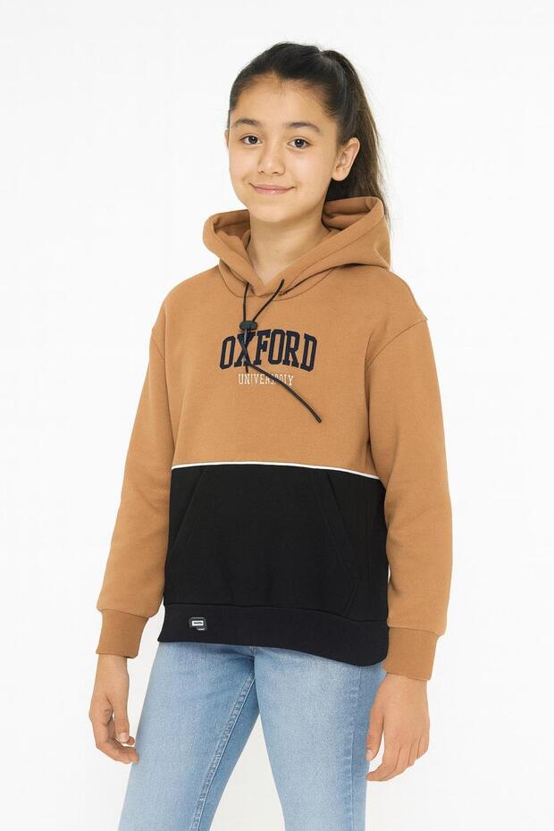 9-10-11-12-13 Years Old Embroidered Cotton Oversize Unisex Hooded Children's Sweatshirt