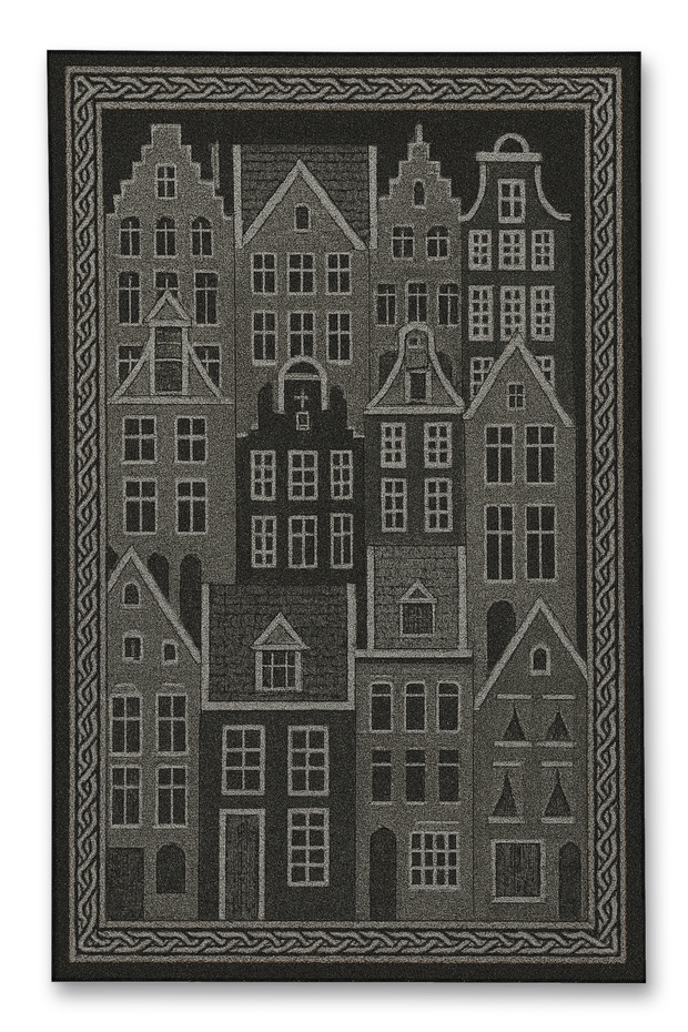 Mosso Black Home Themed Pattern Modern Decorative Carpet Mosso493