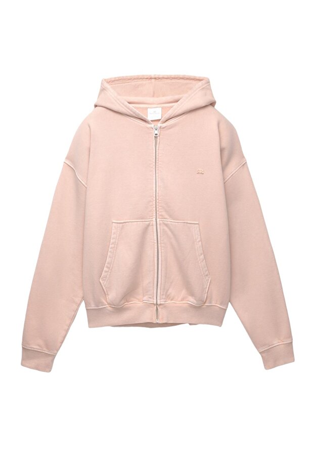 Kapüşonlu fermuarlı logolu sweatshirt - 3