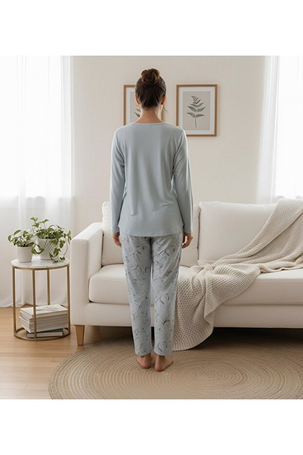 %100 Pamuk Uzun Kol Pijama Takımı - 3