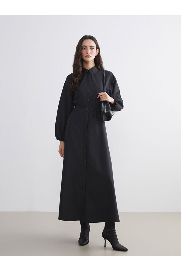 Balloon Sleeve Waist-Sitting Shirt Dress for Style Enthusiasts from Uzg Store
