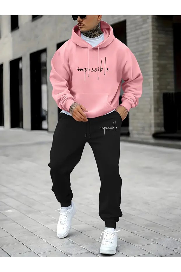1Pc Men's Trendy New Casual Sweater and Pants Plus Velvet Sports Set