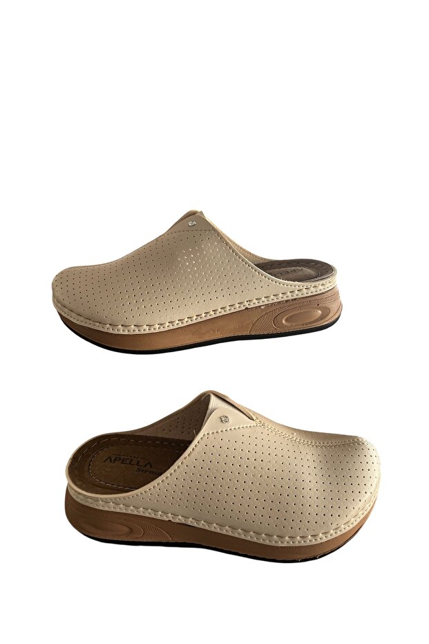 Alpella Beige Elastic Fully Orthopedic Sabo Slippers