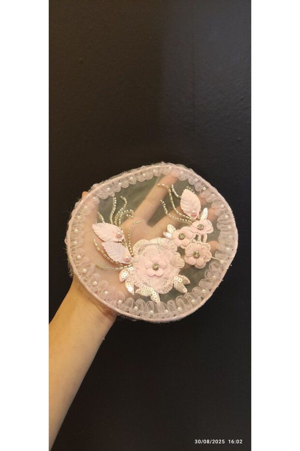 Pink Embossed Flower Arma Sewing Application Diameter 18 cm
