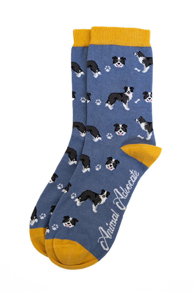 Dog Patterned Long Socks - Patterned Socks - Blue Long Socks - 2