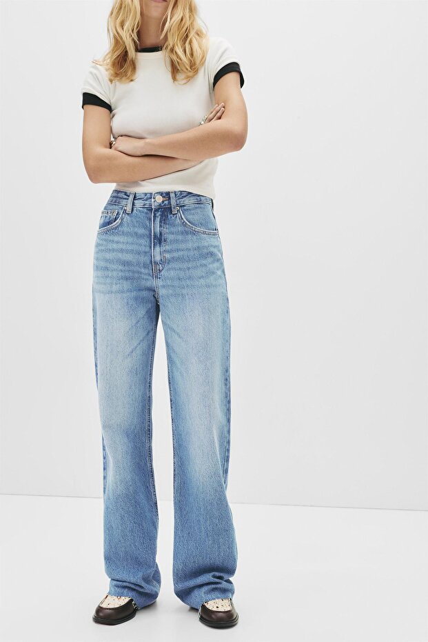 Yüksek bel straight fit jean - 4
