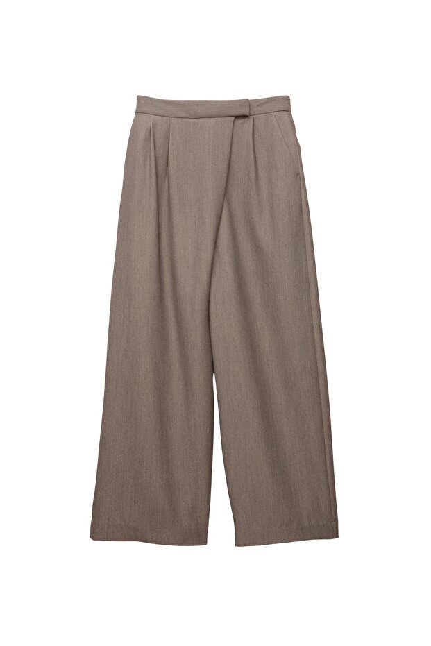 Kruvaze belli kumaş pantolon - 4