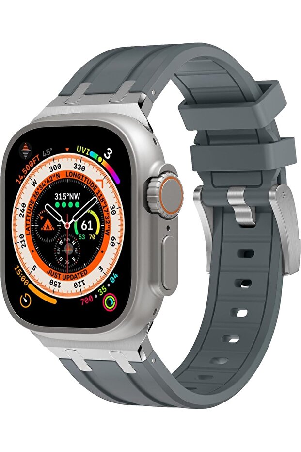 Liquid Silicone Rubber Bands For Apple Watch Band 49mm 45mm 44mm 42mm -Grey