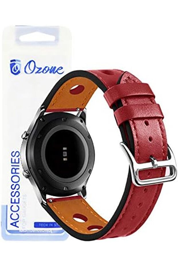 Strap for Galaxy Watch 46mm, 22mm PU Leather Watch Band For Galaxy Gear S3 Frontier/ClassicRed