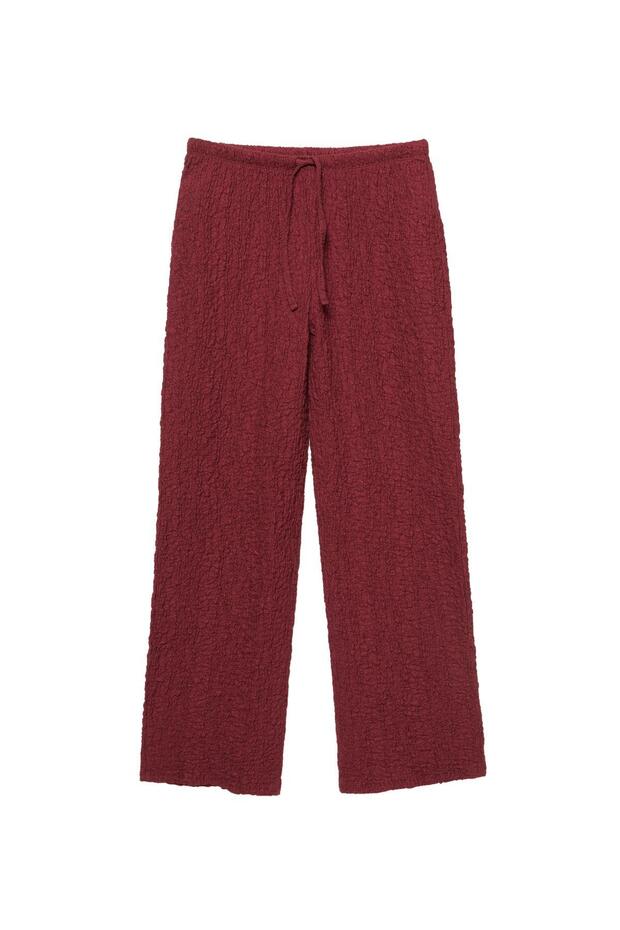 Buruşuk görünümlü geniş paça pantolon - 3