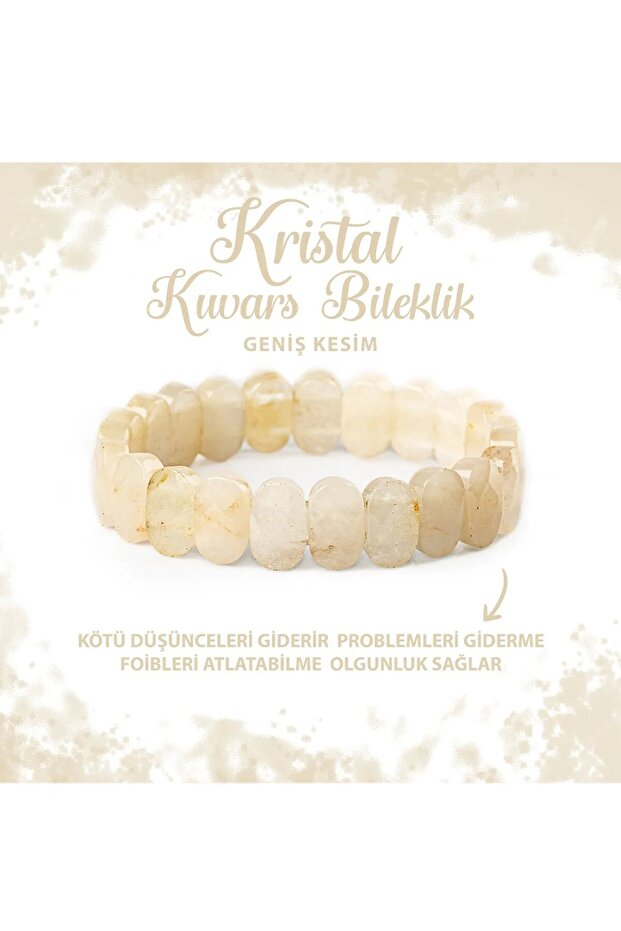 Certified Crystal Quartz Natural Stone Wide Cut Bracelet