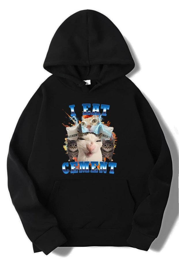 Unisex Oversize I Eat Cement Hoodie Black