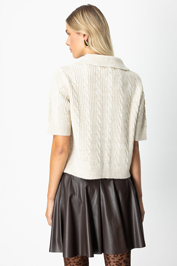 Kısa Kollu Örme Hırka-65917 - 6