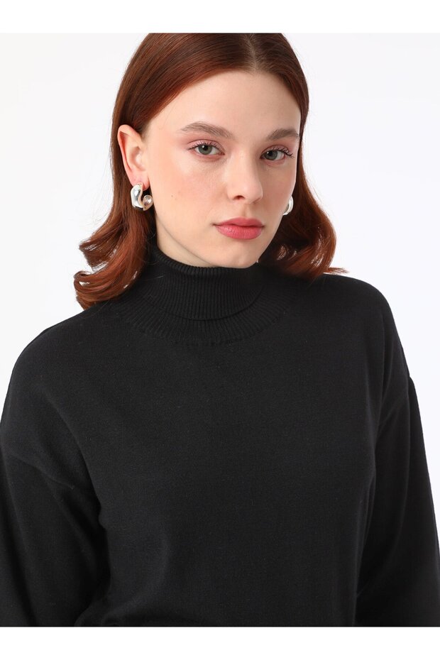 سترة تريكو أساسية بأزرار ناعمة - أسود - - 3