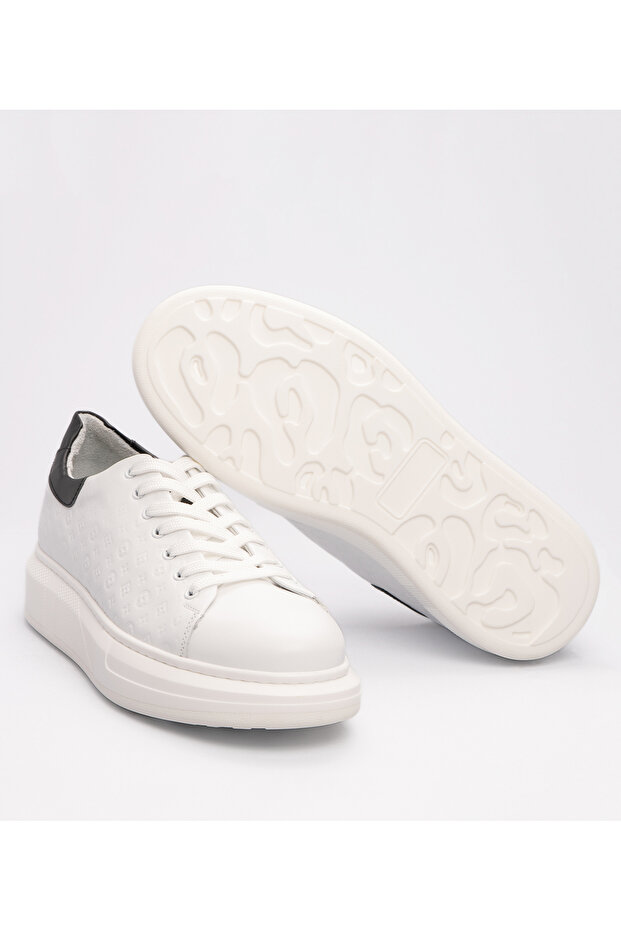 Men's Monogram Patterned Sneaker White - 6