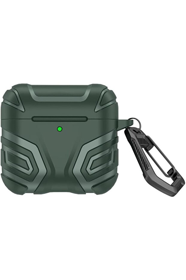 Airpods 4 Case Cover with Keychain | Rugged Hard Shell Case Design |Dark Green
